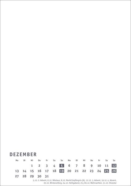 Produktbild: Premium-Bastelkalender wei&szlig; A4 2027