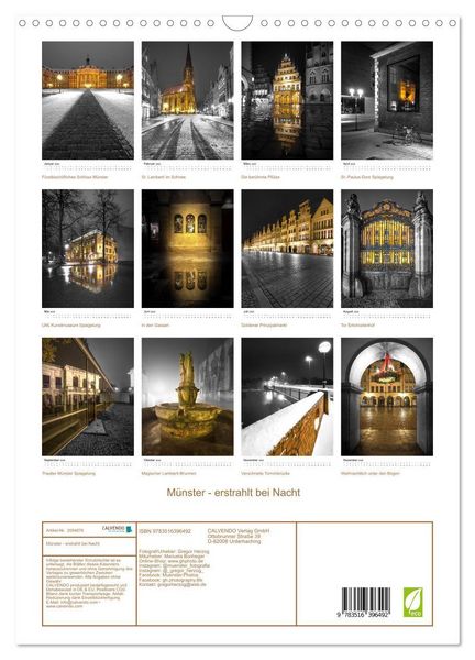 Produktbild: M&uuml;nster - erstrahlt bei Nacht (Wandkalender 2026 DIN A3 hoch), CALVENDO Monatskalender