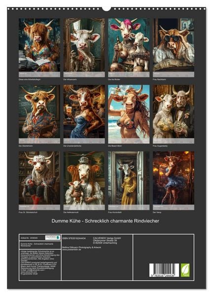 Produktbild: Dumme K&uuml;he - Schrecklich charmante Rindviecher (hochwertiger Premium Wandkalender 2026 DIN A2 hoch), Kunstdruck in Hochglanz