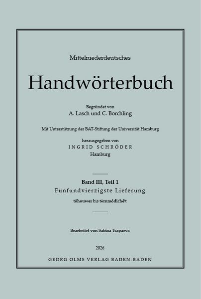 Mittelniederdeutsches Handwörterbuch, Taschenbuch von , Georg Olms Verlag, 978-3-487-17000-8