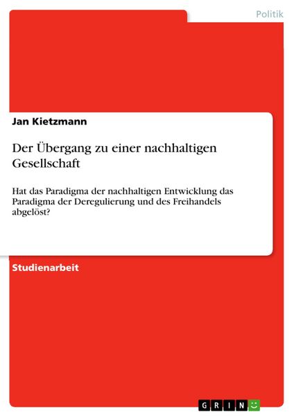 Produktbild: Der &Uuml;bergang zu einer nachhaltigen Gesellschaft