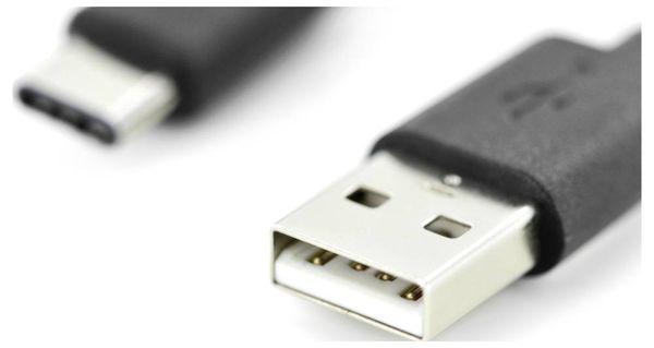 Produktbild: Digitus USB-Kabel USB 2.0 USB-C&reg; Stecker, USB-A Stecker 1.00 m Schwarz Flexibel AK-300154-010-S