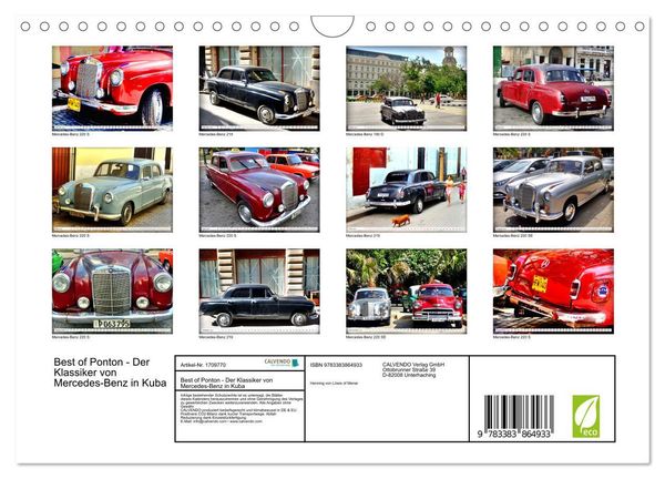 Produktbild: Best of Ponton - Der Klassiker von Mercedes-Benz in Kuba (Wandkalender 2025 DIN A4 quer), CALVENDO Monatskalender