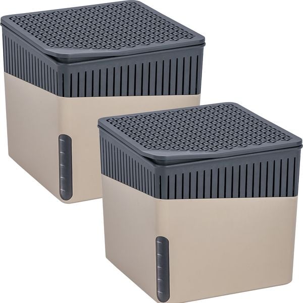 Raumentfeuchter Mod. Cube, Beige, 500 g, 2er Set, für Räume bis ca. 40 m³