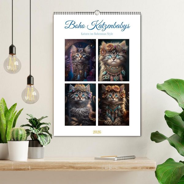 Produktbild: Boho Katzenbabys (Wandkalender 2026 DIN A2 hoch), CALVENDO Monatskalender