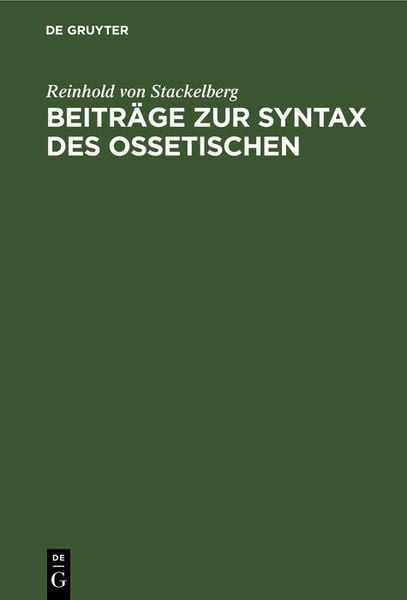 Produktbild: Beitr&auml;ge zur Syntax des Ossetischen