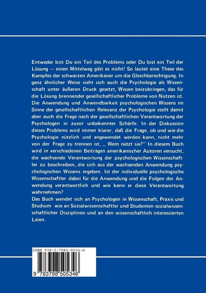 Produktbild: Die Gesellschaftliche Verantwortung Der Psychologen