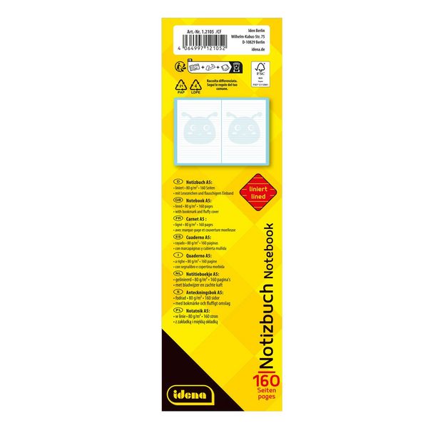 Produktbild: Idena Notizbuch Fluffy Raupe liniert 80 Blatt 80g/m&sup2; DIN A5