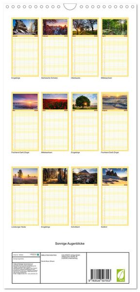 Produktbild: Familienplaner 2026 - Sonnige Augenblicke mit 5 Spalten (Wandkalender, 21 x 45 cm) CALVENDO