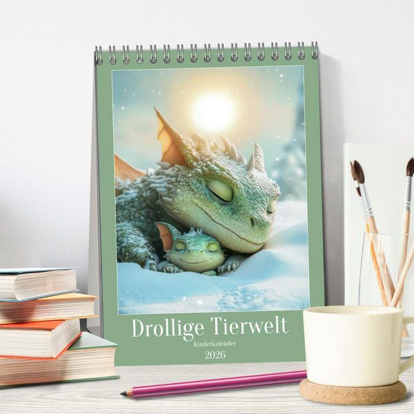 Produktbild: Drollige Tierwelt - Kinderkalender (Tischkalender 2026 DIN A5 hoch), CALVENDO Monatskalender