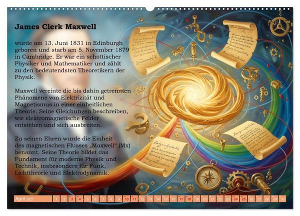 Produktbild: Pioniere der Elektrodynamik (Wandkalender 2027 DIN A2 quer), CALVENDO Monatskalender