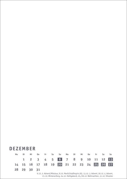 Produktbild: Premium-Bastelkalender weiß A4 2026