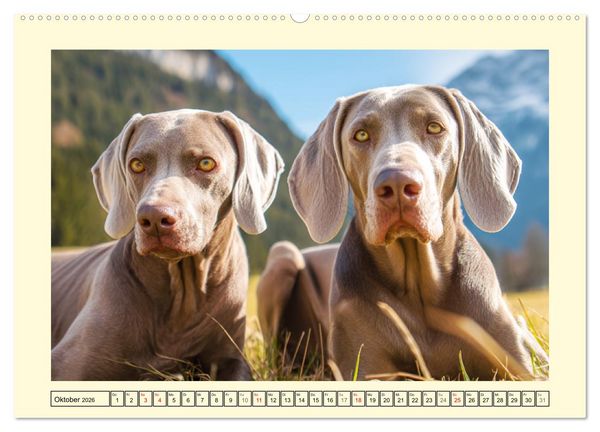 Produktbild: Edle Weimaraner. Loyale Silberseelen im Licht der Natur (Wandkalender 2026 DIN A2 quer), CALVENDO Monatskalender
