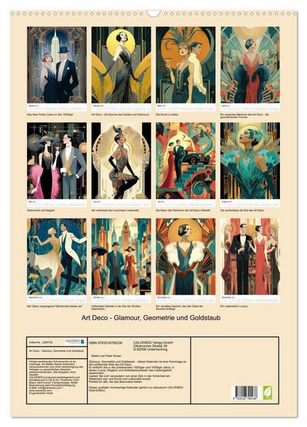 Produktbild: Art Deco - Glamour, Geometrie und Goldstaub (Wandkalender 2027 DIN A2 hoch), CALVENDO Monatskalender