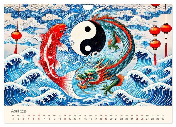 Produktbild: Yin und Yang der Wesen - Asiatische Mythen im Gleichgewicht (Wandkalender 2026 DIN A4 quer), CALVENDO Monatskalender