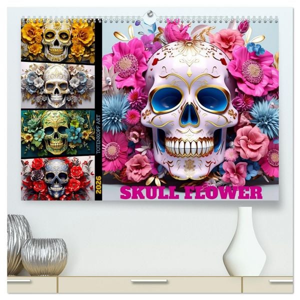 Produktbild: Skull Flower - Totenkopf ART (hochwertiger Premium Wandkalender 2026 DIN A2 quer), Kunstdruck in Hochglanz