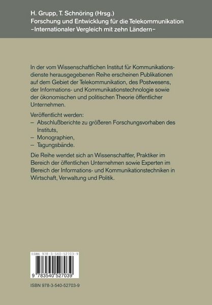 Produktbild: Forschung und Entwicklung f&uuml;r die Telekommunikation &mdash; Internationaler Vergleich mit zehn L&auml;ndern &mdash;