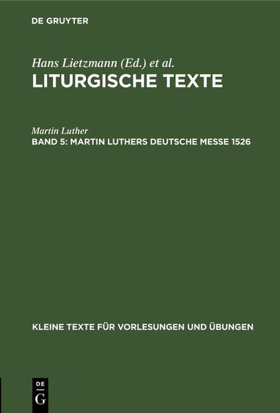Produktbild: Martin Luthers Deutsche Messe 1526