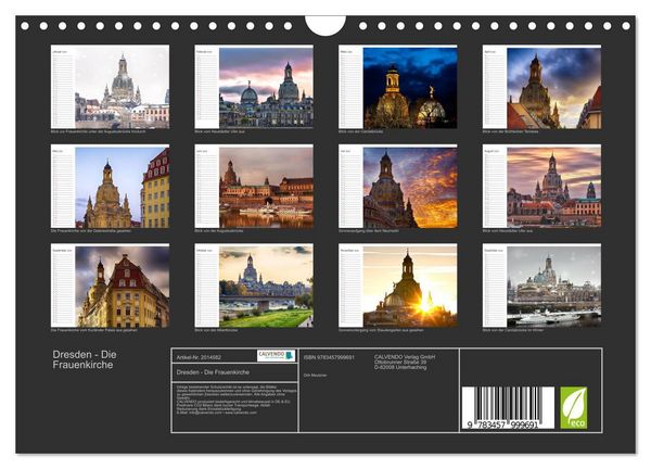 Produktbild: Dresden - Die Frauenkirche (Wandkalender 2026 DIN A4 quer), CALVENDO Monatskalender