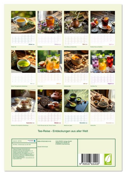 Produktbild: Tee-Reise - Entdeckungen aus aller Welt (Wandkalender 2026 DIN A4 hoch), CALVENDO Monatskalender