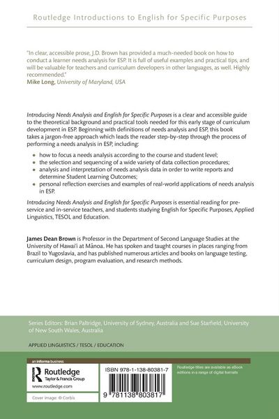 Produktbild: Introducing Needs Analysis and English for Specific Purposes