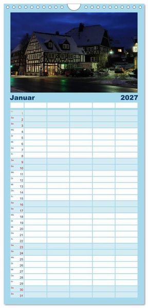 Produktbild: Familienplaner 2027 - Blaue Stunde im Siegerland mit 5 Spalten (Wandkalender, 21 x 45 cm) CALVENDO