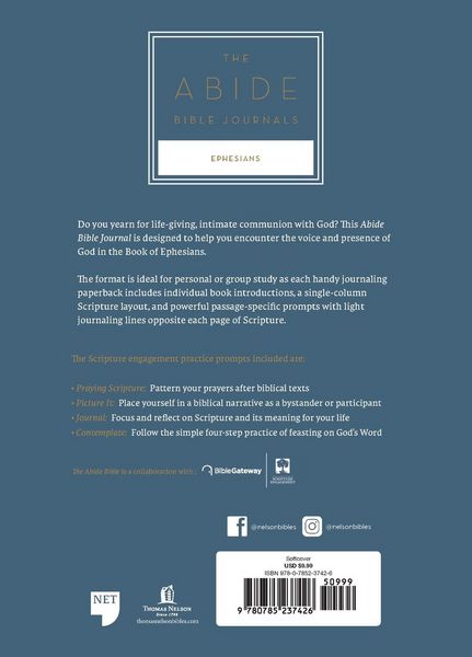 Produktbild: NET Abide Bible Journal - Ephesians, Paperback, Comfort Print | Softcover