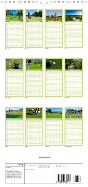 Produktbild: Familienplaner Passion Golf (Wandkalender 2022 , 21 cm x 45 cm, hoch)