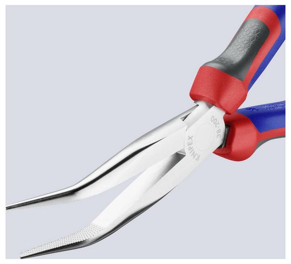 Produktbild: Knipex 38 25 200 Elektronik- u. Feinmechanik Flachrundzange 40&deg; gebogen Vanadium Elektrostahl 200 mm