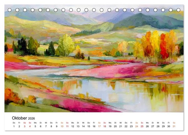 Produktbild: Kunst trifft Landschaft (Tischkalender 2026 DIN A5 quer), CALVENDO Monatskalender