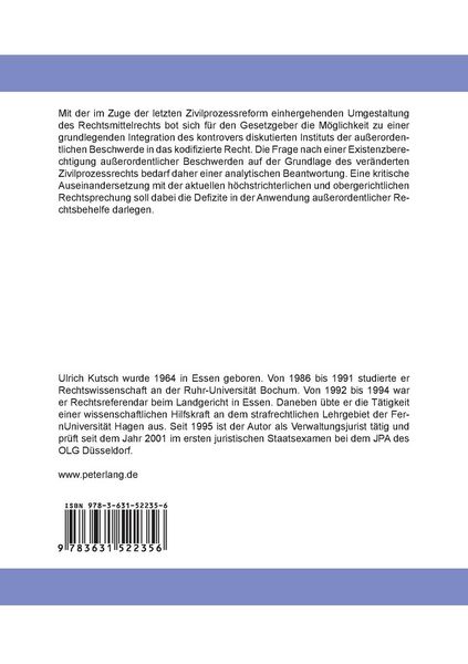 Produktbild: Das Institut der au&szlig;erordentlichen Beschwerde nach dem Zivilprozessreformgesetz