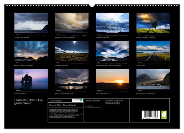 Produktbild: Himmels-Bilder - Die gro&szlig;e Weite (hochwertiger Premium Wandkalender 2026 DIN A2 quer), Kunstdruck in Hochglanz