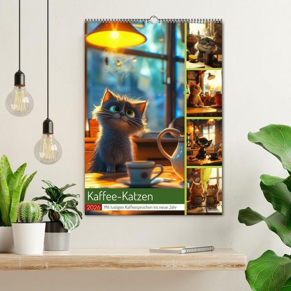 Produktbild: Kaffee-Katzen (Wandkalender 2026 DIN A2 hoch), CALVENDO Monatskalender