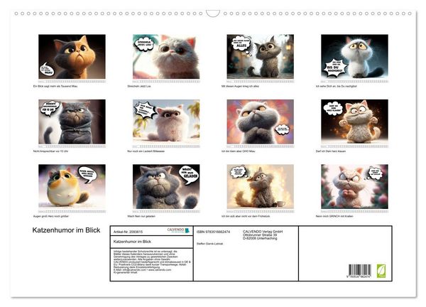Produktbild: Katzenhumor im Blick (Wandkalender 2026 DIN A2 quer), CALVENDO Monatskalender