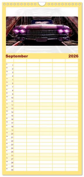 Produktbild: Familienplaner 2026 - American Automobile mit 5 Spalten (Wandkalender, 21 x 45 cm) CALVENDO