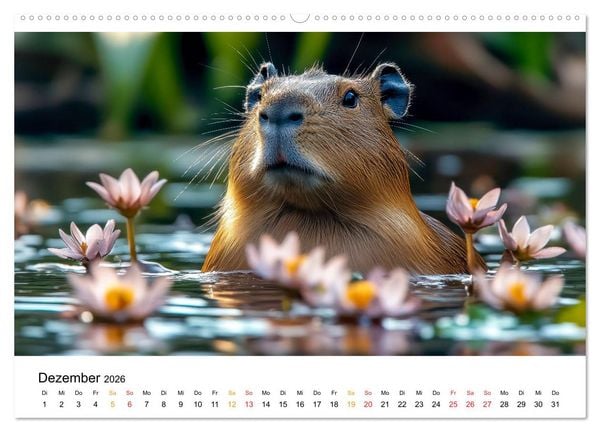 Produktbild: Capybara - liebenswertes gro&szlig;es Wasserschwein (hochwertiger Premium Wandkalender 2026 DIN A2 quer), Kunstdruck in Hochglanz
