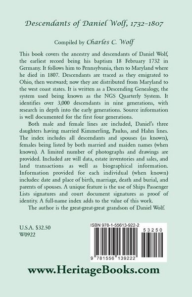 Produktbild: Descendants of Daniel Wolf, 1732-1807
