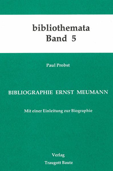 Produktbild: Bibliographie Ernst Meumann