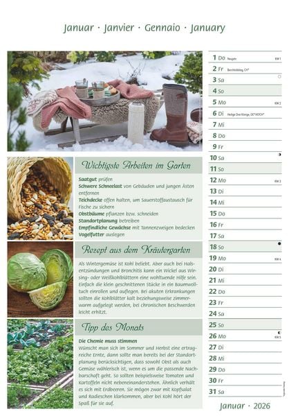Produktbild: Das Gartenjahr 2026 - Bildkalender 23,7x34 cm - mit saisonalen Gartentipps und Rezepten - Ratgeber - Wandkalender - Küchenkalender - Alpha Edition
