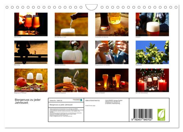 Produktbild: Biergenuss zu jeder Jahreszeit (Wandkalender 2026 DIN A4 quer), CALVENDO Monatskalender