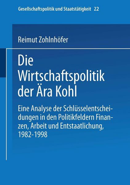 Produktbild: Die Wirtschaftspolitik der &Auml;ra Kohl