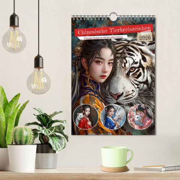Produktbild: Chinesische Tierkreiszeichen - Fantasie-Zodiak im Stil des alten Chinas (Wandkalender 2026 DIN A4 hoch), CALVENDO Monatskalender