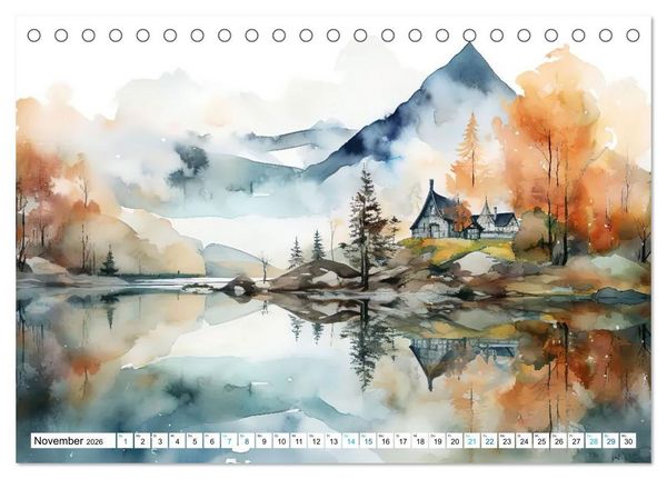 Produktbild: Aquarelltr&auml;ume am See (Tischkalender 2026 DIN A5 quer), CALVENDO Monatskalender