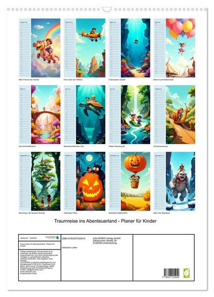 Produktbild: Traumreise ins Abenteuerland - Planer f&uuml;r Kinder (Wandkalender 2026 DIN A2 hoch), CALVENDO Monatskalender