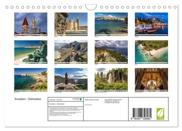 Produktbild: Kroatien - Dalmatien (Wandkalender 2026 DIN A4 quer), CALVENDO Monatskalender