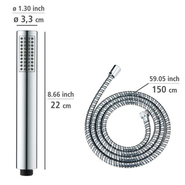 Produktbild: Mod. Basic Line Duschkopf Set Wanne, 3-teilig, klassische Stab-Handbrause