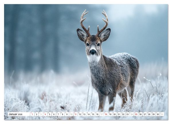 Produktbild: HIRSCHE UND REHE - Ein Jahr in freier Wildbahn (Wandkalender 2026 DIN A4 quer), CALVENDO Monatskalender