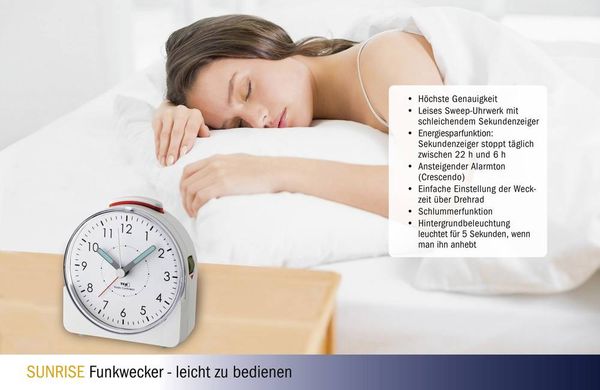 Produktbild: TFA Dostmann 60.1513.02 Funk Wecker Wei&szlig; Fluoreszierend Zeiger