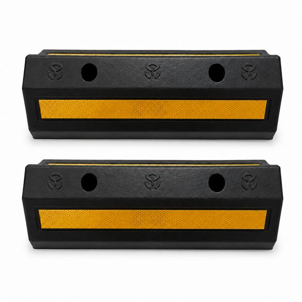 Produktbild: HTI-Living Radstopper 2er Set Parkplatzbegrenzung mit Reflektorstreifen Kunststoff