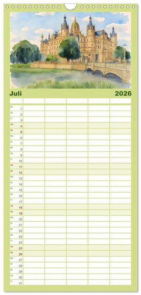 Produktbild: Familienplaner 2026 - Deutsche Schl&ouml;sser und Burgen mit 5 Spalten (Wandkalender, 21 x 45 cm) CALVENDO
